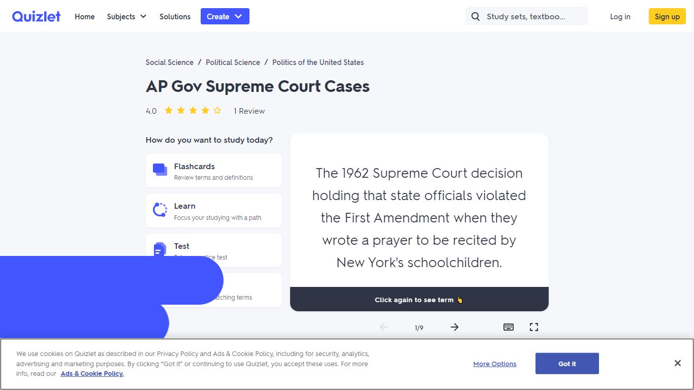 AP Gov Supreme Court Cases Flashcards | Quizlet